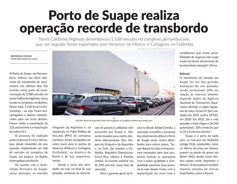 Porto De Suape Realiza Opera O Recorde De Transbordo Sopesp