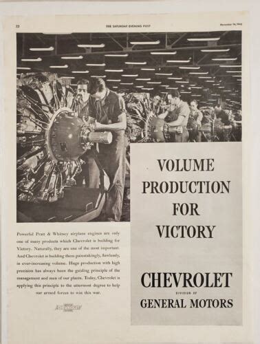 1942 Print Ad Chevrolet Auto Plant Building Pratt And Whitney Airplane