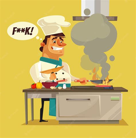 Premium Vector Angry Sad Bad Chef Character Burn Food