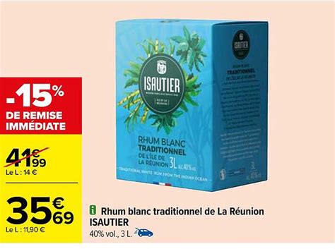 Promo Rhum Blanc Traditionnel De La R Union Isautier Chez Carrefour