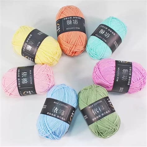 Grams Ball Baby Milk Cotton Yarn For Hand Knitting Crochet Etsy