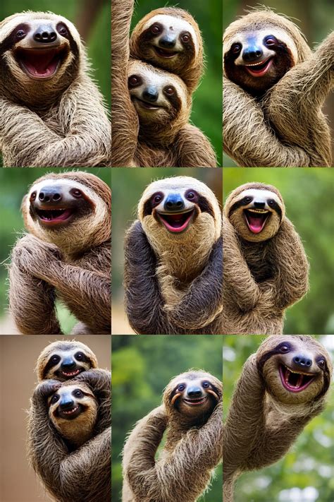 Photo Of A Sloth Smiling With Its Mouth Wide Stable Diffusion