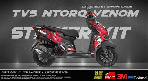 Multicolor Printed Tvs Ntorq Venom Edition Full Body Wrap Decals