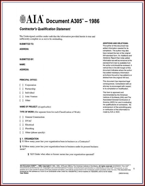 Aia A305 Fillable Form Printable Forms Free Online