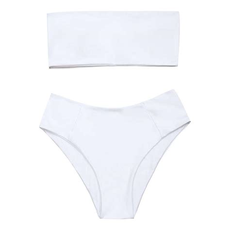 Bandeau Plain White Bikini Shein Women S Fashion Swimwear Bikinis Swimsuits On Carousell