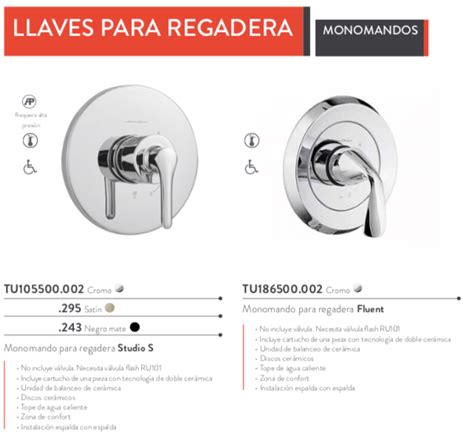 Llaves Para Regaderas American Standard Vanguarda Mexico