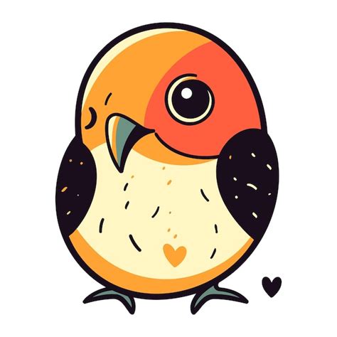 Premium Vector Cute Cartoon Bird Isolated On A White Background