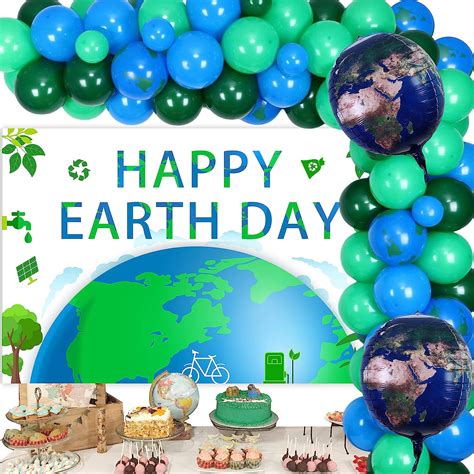 Amazon.com: Earth Day Party Decorations - Happy Earth Day Backdrop, Balloon Garland Kit, Earth ...