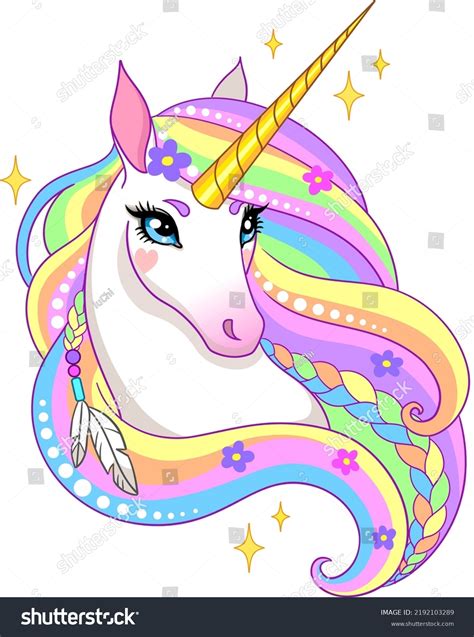 Magical Unicorn Colorful Mane Vector Illustration Stock Vector Royalty