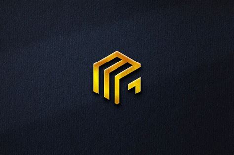 Premium PSD | Elegant gold logo mockup on dark blue texture background