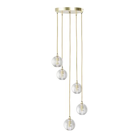 Suspension 5 globes en verre et métal doré Pour la maison