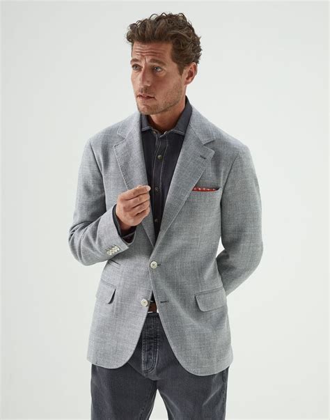 Brunello Cucinelli Dekonstruiertes Sakko Aus Twill In Wolle Seide Und