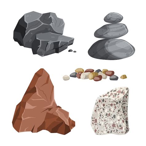 Premium Vector Stone Rock Set Cartoon Vector Illustration