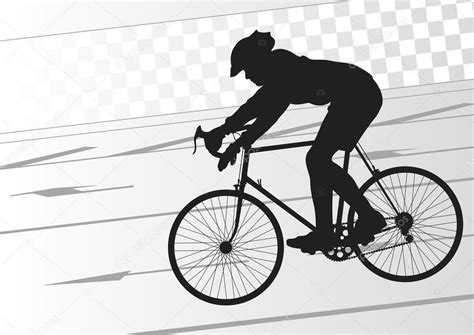 Sport Road Bike Rider Bicycle Silhouette In Urban City Road — Stock