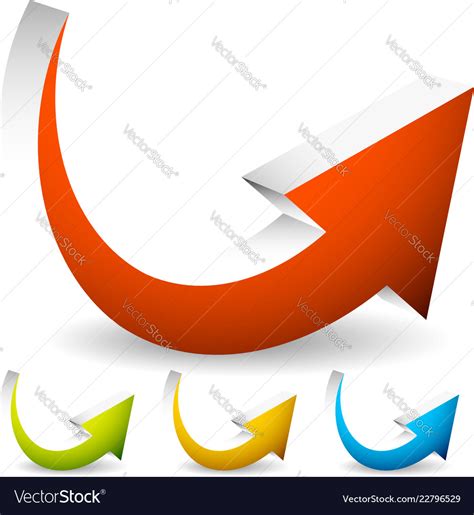 Curved Bent Colorful Arrow Elements Isolated Vector Image