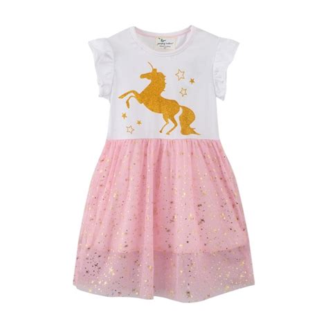 Vestidos de verano con estampado de unicornio para niñas tutú de