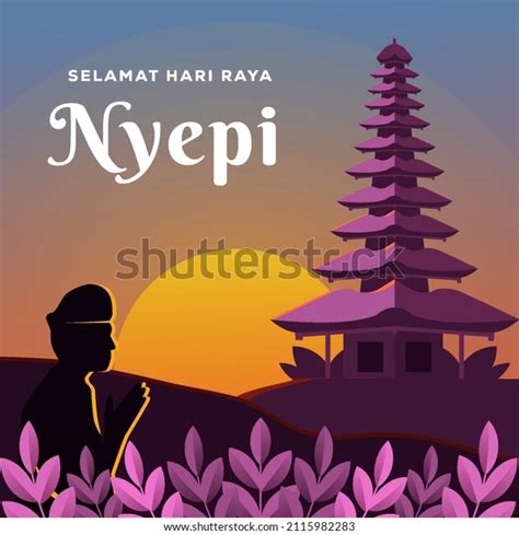 Nyepi Illustration Greeting Balis Day Silence Stock Vector Royalty