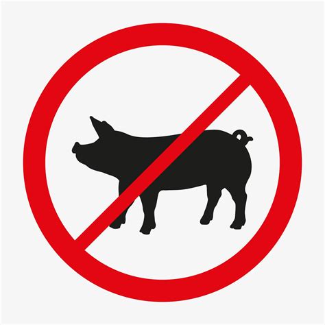 Pig Ban Sign Pork Free Forbidden Pig Symbol Red Crossed Circle