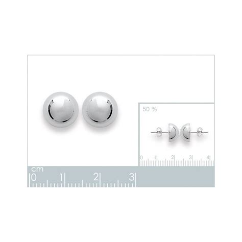 Boucles D Oreilles Puces Demi Boule Argent Rhodi