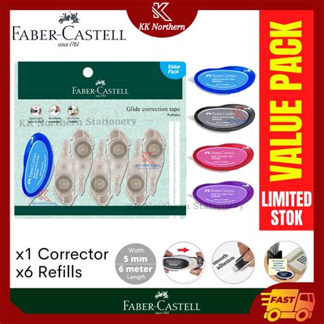 Faber Castell Correction Tape Value Pack 1 Corrector 6 Refills 169709