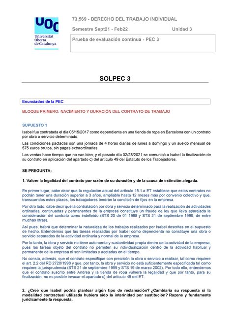 73569 Solpec 3 20211 PEC RESUELTA DE DERECHO DEL TRABAJO Y CORREGIDAS