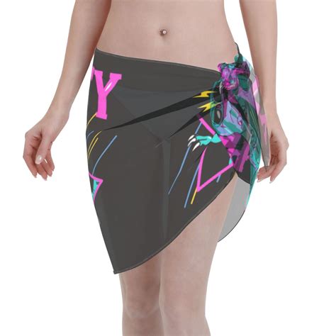 Adobk Rex Dinosaur With Sunglasses Swimsuit Coverups For Women Beach Bikini Short Skirt For