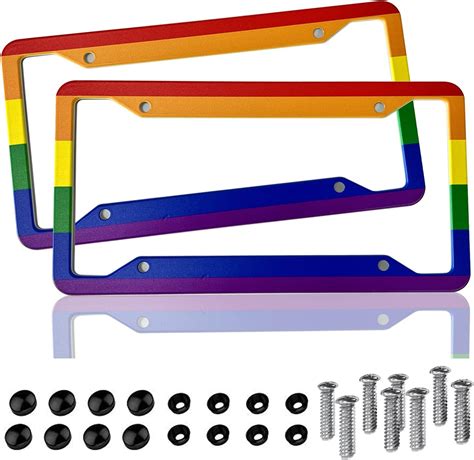 Amazon License Plate Frames Set Of Rainbow Pride Flag License