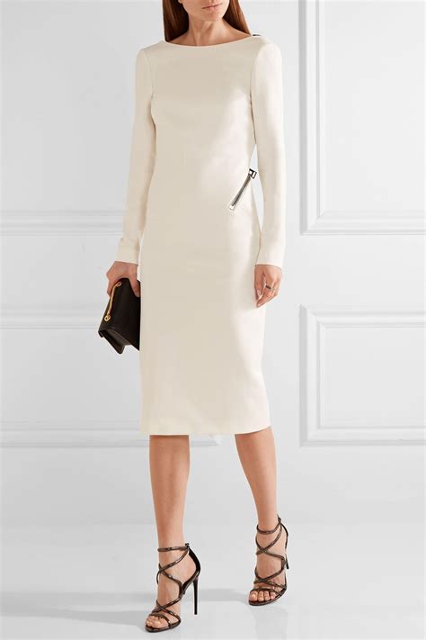 Tom Ford Open Back Zip Detailed Stretch Crepe Dress In White Lyst