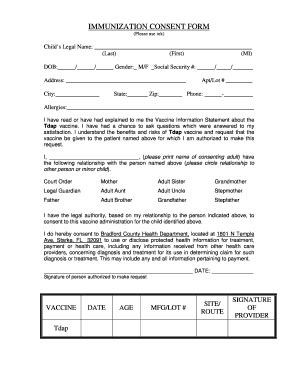 Florida Immunization Consent Form Complete With Ease AirSlate SignNow