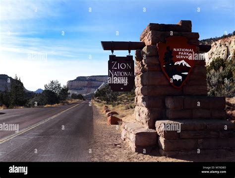 Entrance To Zion National Park Utah Stock Photo Alamy