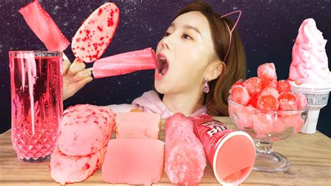 [mukbang Asmr]핑크핑크🌸 핑크 아이스크림 파티 Pink Ice Cream Party Color Food Dessert