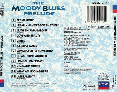 Car Tula Trasera De The Moody Blues Prelude Portada