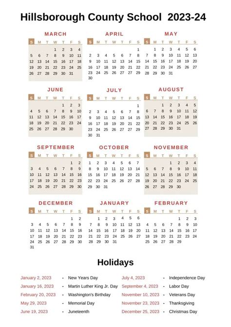 Hillsborough County Schools Calendar For 2022 2024 - Schoolcalendars.net