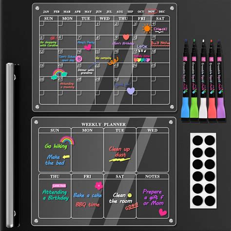 Acrylic Calendar For Fridge 2 Set Magnetic Calendar For Fridge