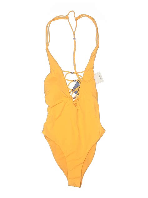 Tini Bikini Solid Yellow One Piece Swimsuit Size M Off ThredUP