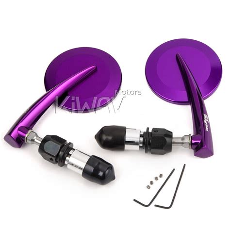 Kiwav Purple Handle Bar End Rear View Side Mirrors Pair For Honda