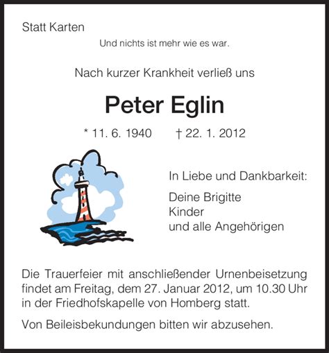 Traueranzeigen Von Peter Eglin Trauerhnade