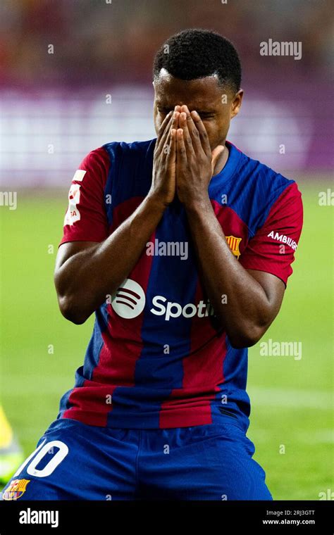 Barcelona Spain 20th Aug 2023 Ansu Fati Fc Barcelona Reacts