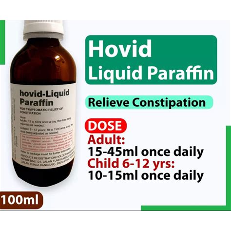 Hovid Liquid Paraffin 100ml For Relief From Constipationsembelit