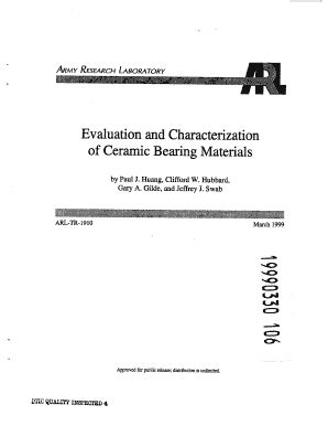 Fillable Online Evaluation And Characterization Of Ceramic Bearing