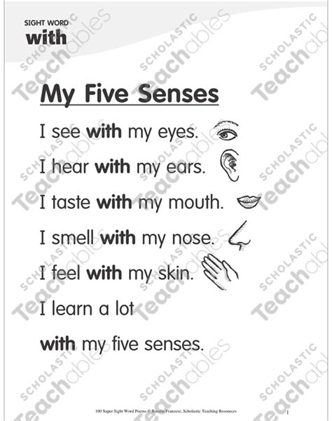 My Five Senses Poem Esl Worksheet By Marina Soussou 59 Off