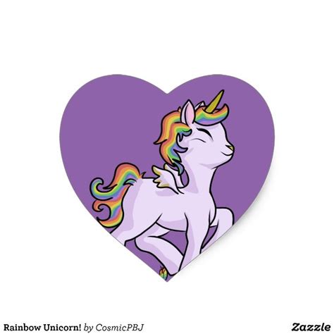 Rainbow Unicorn Heart Sticker Heart Stickers Unicorn Stickers Stickers