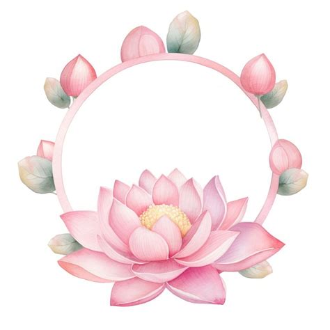 Pink Lotus Frame Watercolor Flower Premium Photo Illustration Rawpixel