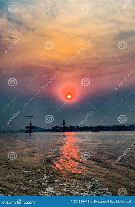 Beautiful Brahmaputra River At Sunset In Guwahati Assam India Stock