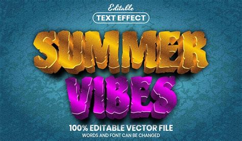 Premium Vector Summer Vibes Text Font Style Editable Text Effect