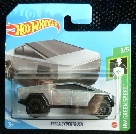 Hot Wheels Tesla Cybertruck Silver HW Green Speed Birthday Gift Miniature Model Car Retro