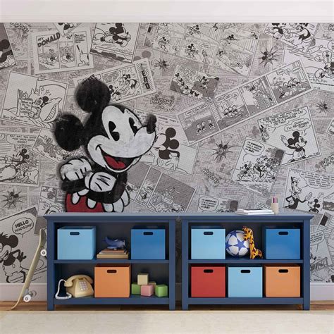 Disney Mickey Mouse Newsprint Vintage Wall Paper Mural Buy At Europosters