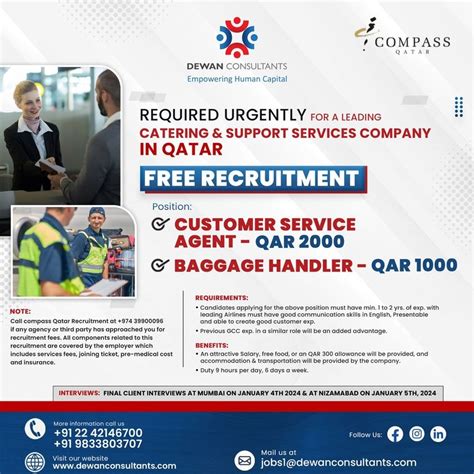 Free Recruitment To Qatar Catering Support Service Company