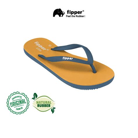 Fipper Slipper Slim Rubber For Women In Mustard Blue Snorkel