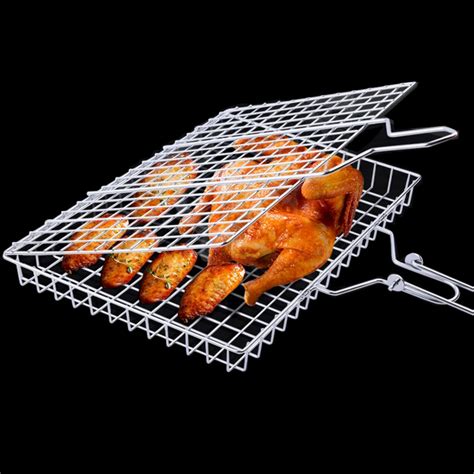 Teile Satz Tragbare Bbq Korb Mit Silikon Zange Edelstahl Grill Gitter